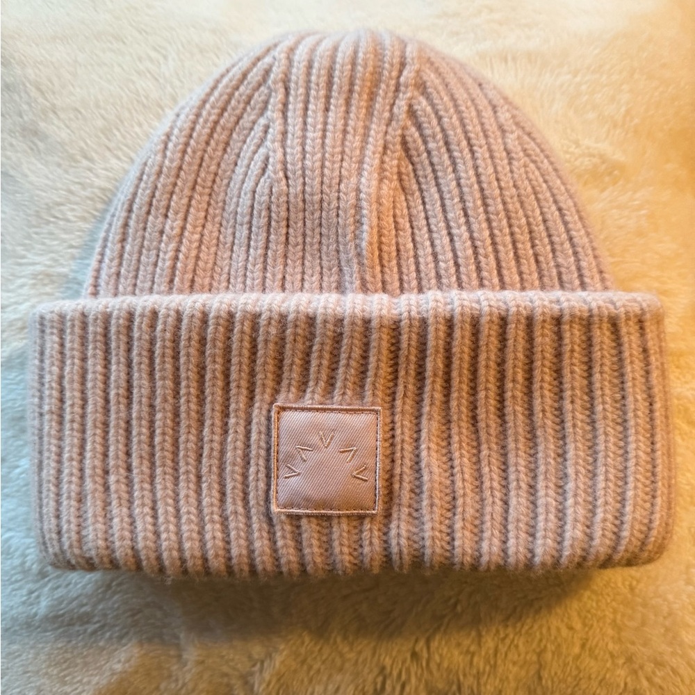 VARLEY Cresta Pink Ribbed Knit Beanie